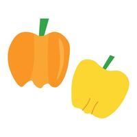 Orange and yellow pepper illustration in doodle simple style isolated vector