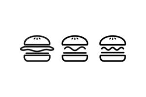 burger icon line art set vector