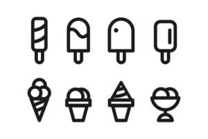ice cream icon line art set vector