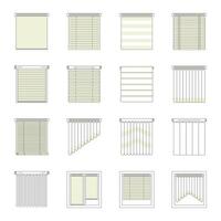 Window Blind, Curtain and Jalousie Thin Line Icon Set vector