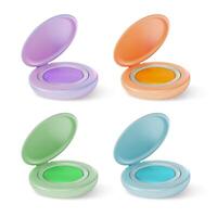 3d Makeup Cosmetic Product Concept Different Color Eyeshadows Cartoon Design Style. vector