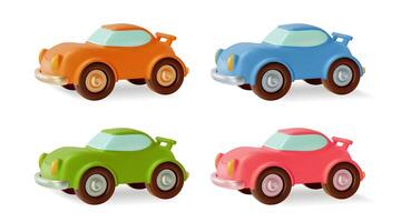 3d Different Color Car Set Cartoon Design Style. vector
