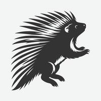 Dynamic Jumping Porcupine Silhouette, Perfect for Unique Designs and Creative Projects vector