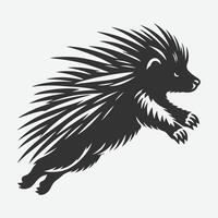 Dynamic Jumping Porcupine Silhouette, Perfect for Unique Designs and Creative Projects vector