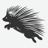 Dynamic Jumping Porcupine Silhouette, Perfect for Unique Designs and Creative Projects vector