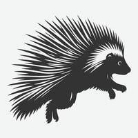 Dynamic Jumping Porcupine Silhouette, Perfect for Unique Designs and Creative Projects vector