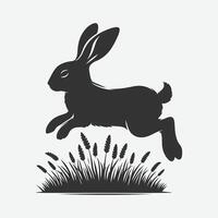 Dynamic Jumping Rabbit Silhouette, Perfect for Art, Design, and Craft Projects vector