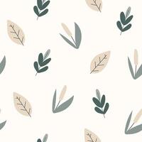 Seamless flower pattern design . Autumn seamless pattern with different leaves and plants, with seasonal colors. vector