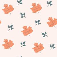 Seamless flower pattern design . Autumn seamless pattern with different leaves and plants, with seasonal colors. vector