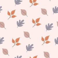 Seamless flower pattern design . Autumn seamless pattern with different leaves and plants, with seasonal colors. vector