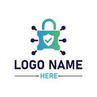 Modern tech secure logo design for business and company vector