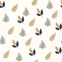 Seamless flower pattern design . Autumn seamless pattern with different leaves and plants, with seasonal colors. vector