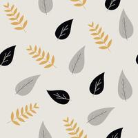 Seamless flower pattern design . Autumn seamless pattern with different leaves and plants, with seasonal colors. vector