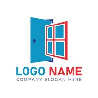 Modern door and window logo design for business and company vector