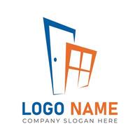 Modern door and window logo design for business and company vector