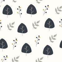 Seamless flower pattern design . Autumn seamless pattern with different leaves and plants, with seasonal colors. vector