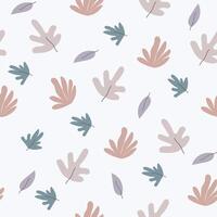 Seamless flower pattern design . Autumn seamless pattern with different leaves and plants, with seasonal colors. vector