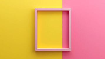 A simple frame on yellow and pink colors, minimalistic style. photo