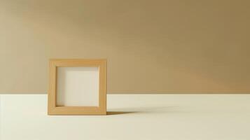 A wooden picture frame for photos, in the style of Japanese minimalism. photo