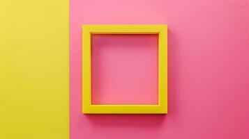 A simple frame on yellow and pink colors, minimalistic style. photo
