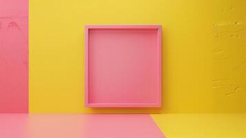 A simple frame on yellow and pink colors, minimalistic style. photo
