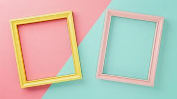 A simple frame on yellow and pink colors, minimalistic style. photo