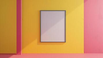 A simple frame on yellow and pink colors, minimalistic style. photo