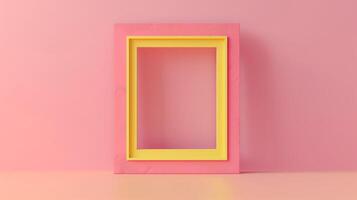 A simple frame on yellow and pink colors, minimalistic style. photo