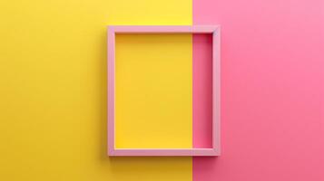A simple frame on yellow and pink colors, minimalistic style. photo