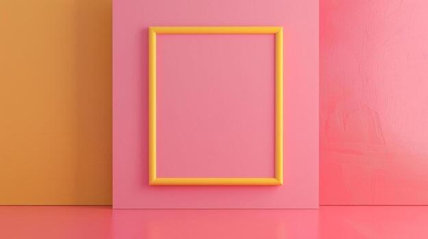 A simple frame on yellow and pink colors, minimalistic style. photo