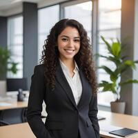 Portrait of a beautiful young business woman in the office photo