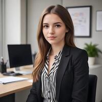 Portrait of a beautiful young business woman in the office photo