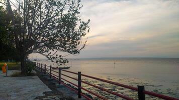enjoying the beautiful sea view in the afternoon on the coast is very good for a design background photo