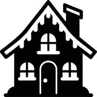 simple gingerbread house silhouette black design white background vector