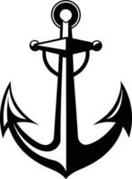 anchor with rope illustration black and white vector