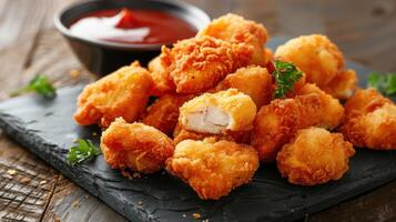 Chicken Popcorn Close-Up in Slate Dish photo