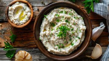 Authentic Baba Ghanoush Close-Up photo