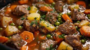 Hearty Beef Stew with Vegetables in a Pot photo