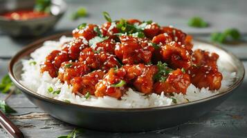 Delicious General Tso's Chicken with Rice photo