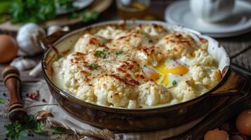Cheesy Baked Cauliflower with Eggs and Cream photo
