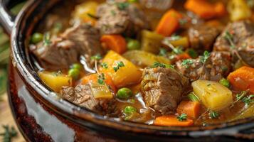 Hearty Beef Stew with Vegetables in a Pot photo