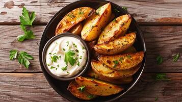 Delicious Potato Wedges with Creamy Mayonnaise Dip photo
