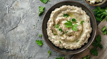Authentic Baba Ghanoush Close-Up photo