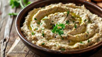 Authentic Baba Ghanoush Close-Up photo