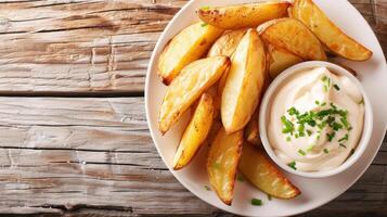 Delicious Potato Wedges with Creamy Mayonnaise Dip photo
