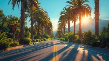 Road with Palm Trees photo