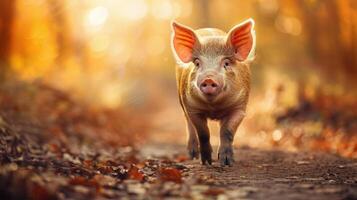 Piglet Walking on Trail photo