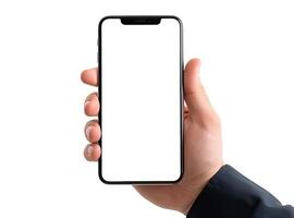 Hand with Smartphone, Isolated on White photo