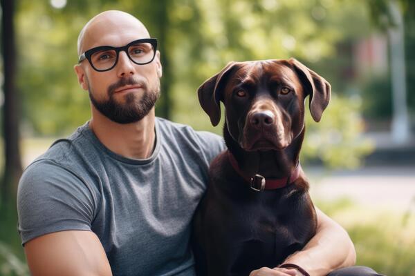 Man with Labrador Dog