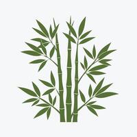 Green bamboo silhouette with leaves isolated on light green background vector